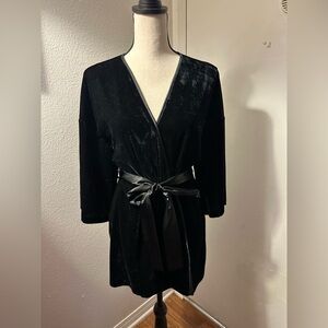 Frederick's of Hollywood Black Velvet Robe